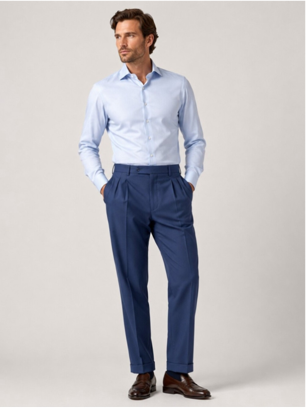 Incotex Venezia Super 120’s Wool Pleated Dress Pants Men’s 36 Italy